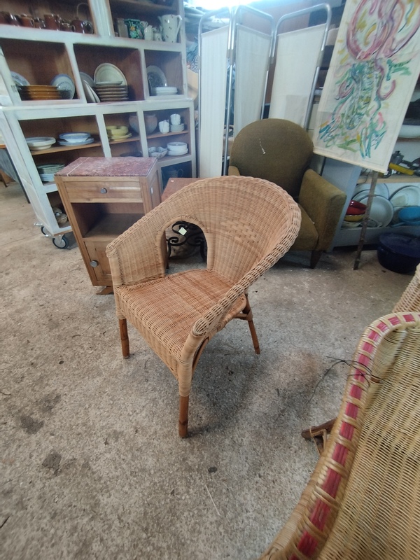 Fauteuil ancien vintage en rotin années 60