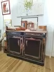 Antique black lacquered solid wood sideboard