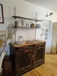 Antique black lacquered solid wood sideboard