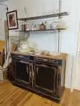 Antique black lacquered solid wood sideboard