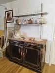 Antique black lacquered solid wood sideboard