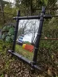 Black painted bamboo mirror