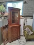 Elm burl corner cabinet