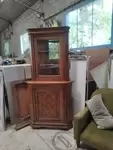 Elm burl corner cabinet