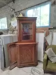 Elm burl corner cabinet