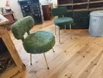 green furry chair