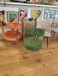 green furry chair