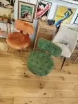 green furry chair