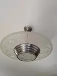 Modernist Bauhaus Chandelier Lamp 1935 Art Deco Chandelier Chrome and Frosted Glass