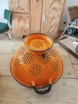 Orange enamel colander 60s