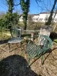 Pair of cast iron aluminum garden chairs