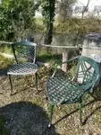 Pair of cast iron aluminum garden chairs