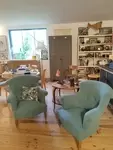 Pair of refurbished antique armchairs 