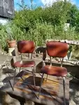 Pair of vintage chrome and skai chairs 