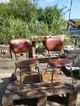 Pair of vintage chrome and skai chairs 