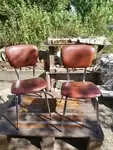 Pair of vintage chrome and skai chairs 