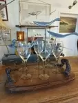 set of wine glasses and tray