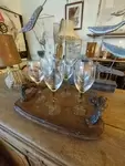 set of wine glasses and tray