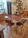 Table and four Formica chairs 