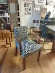 Upholstered bridge armchair in our workshop