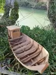 Wooden fishing boat model.