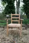 Wooden straw armchair