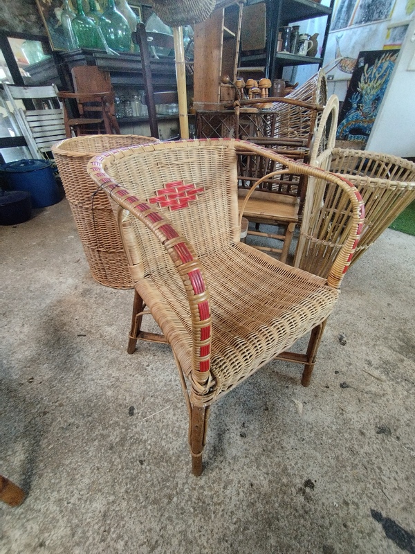 Fauteuil en rotin ancien années 60